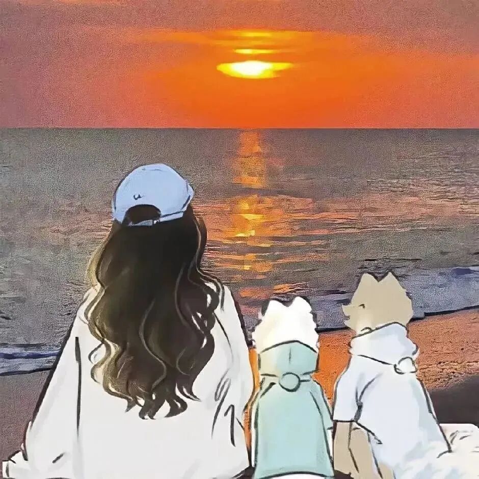 手绘海边动漫头像女