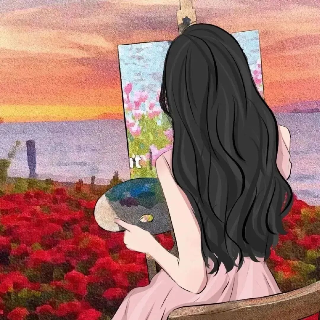 手绘鲜花动漫头像女