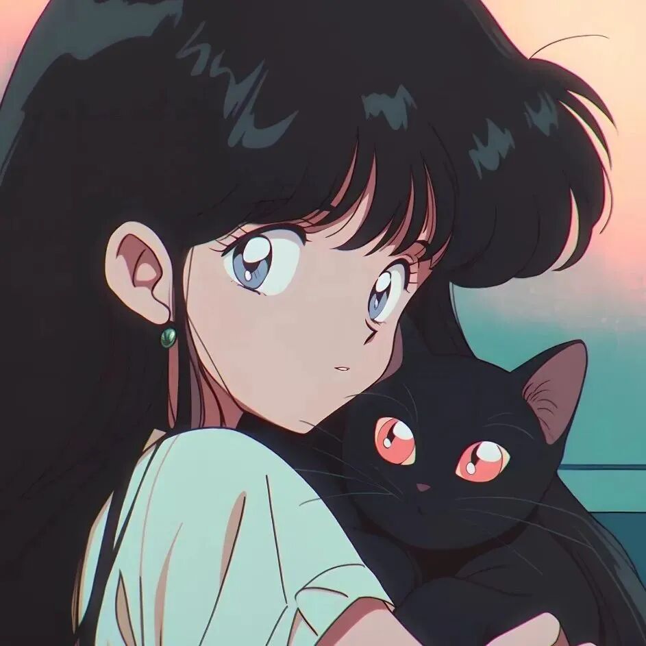 唯美治愈抱着猫咪二人闺蜜头像动漫闺蜜头像