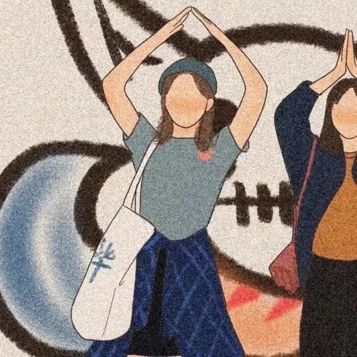 手绘二人闺蜜头像动漫闺蜜头像