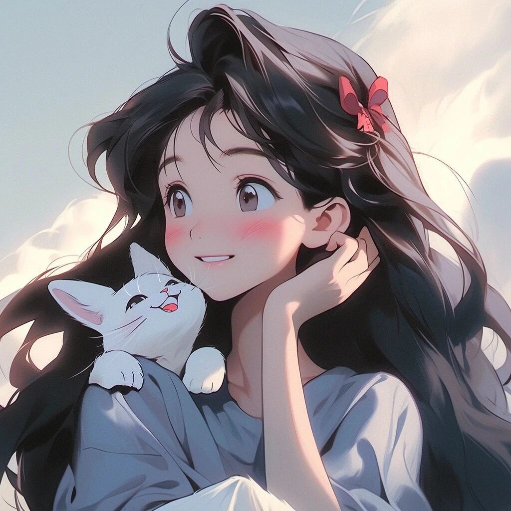 唯美治愈抱着猫咪五人闺蜜头像动漫闺蜜头像