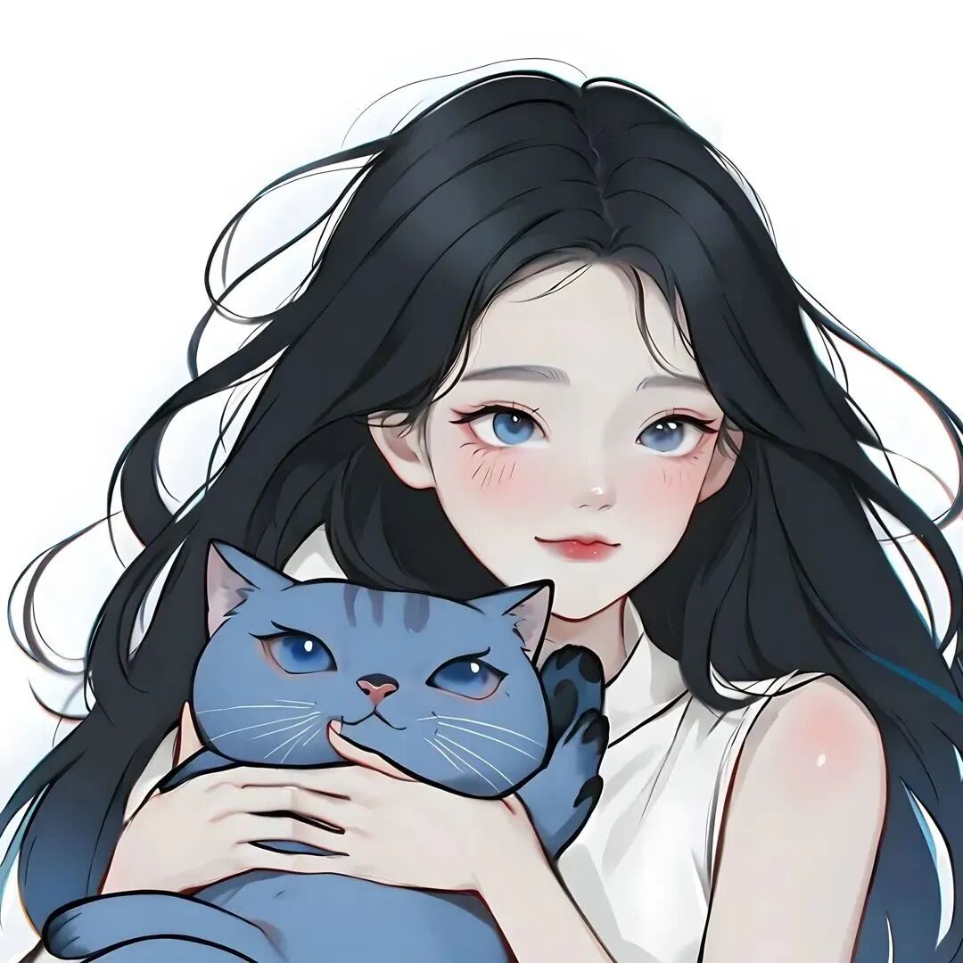抱着猫咪二人闺蜜头像动漫闺蜜头像