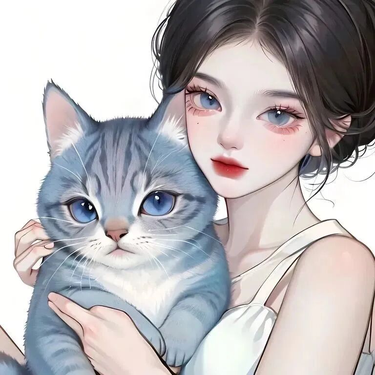 抱着猫三人闺蜜头像动漫闺蜜头像
