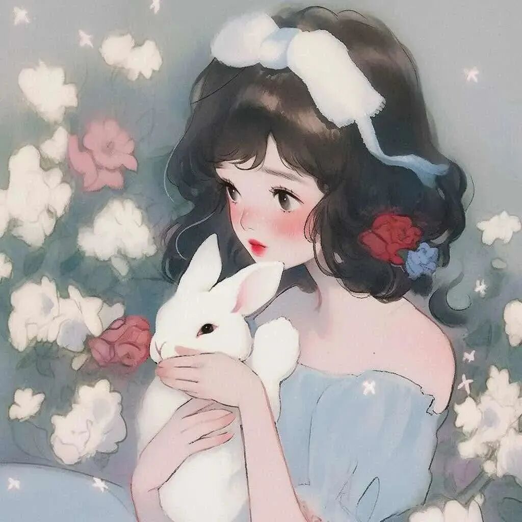 gmtxtm甜美抱着兔子四人闺蜜头像动漫闺蜜头像
