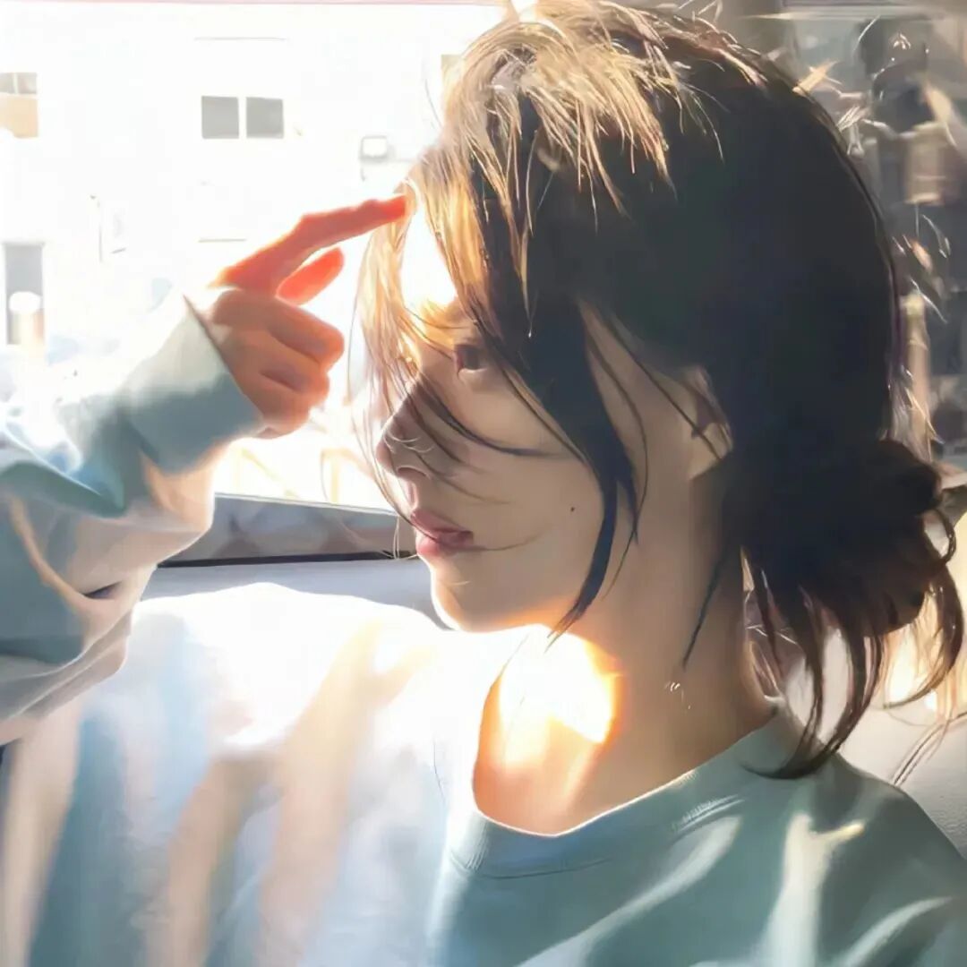 光感侧脸女生头像