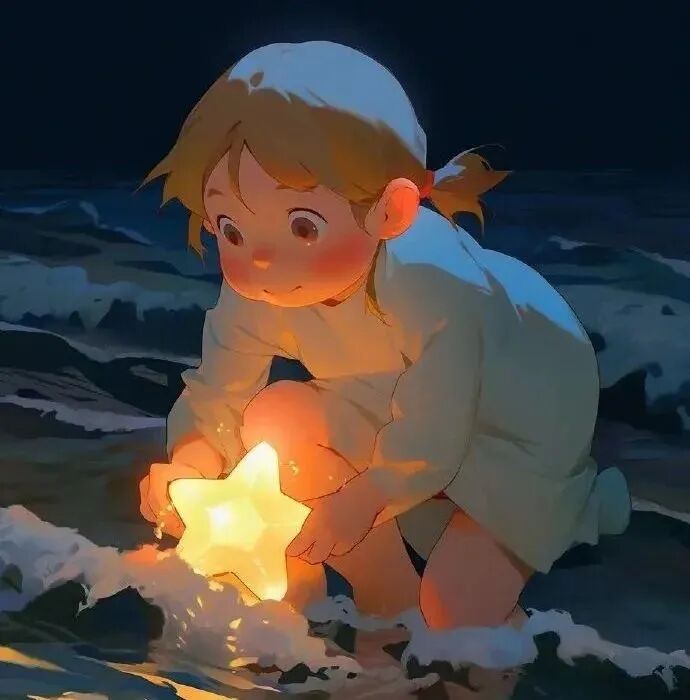 唯美小星星海边动漫头像女