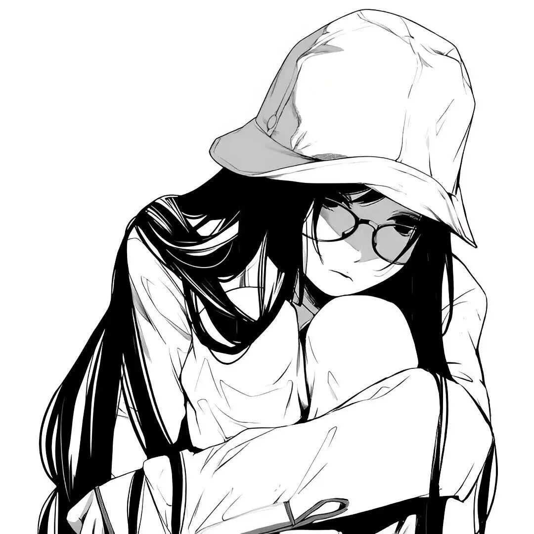 伤感黑白动漫头像女