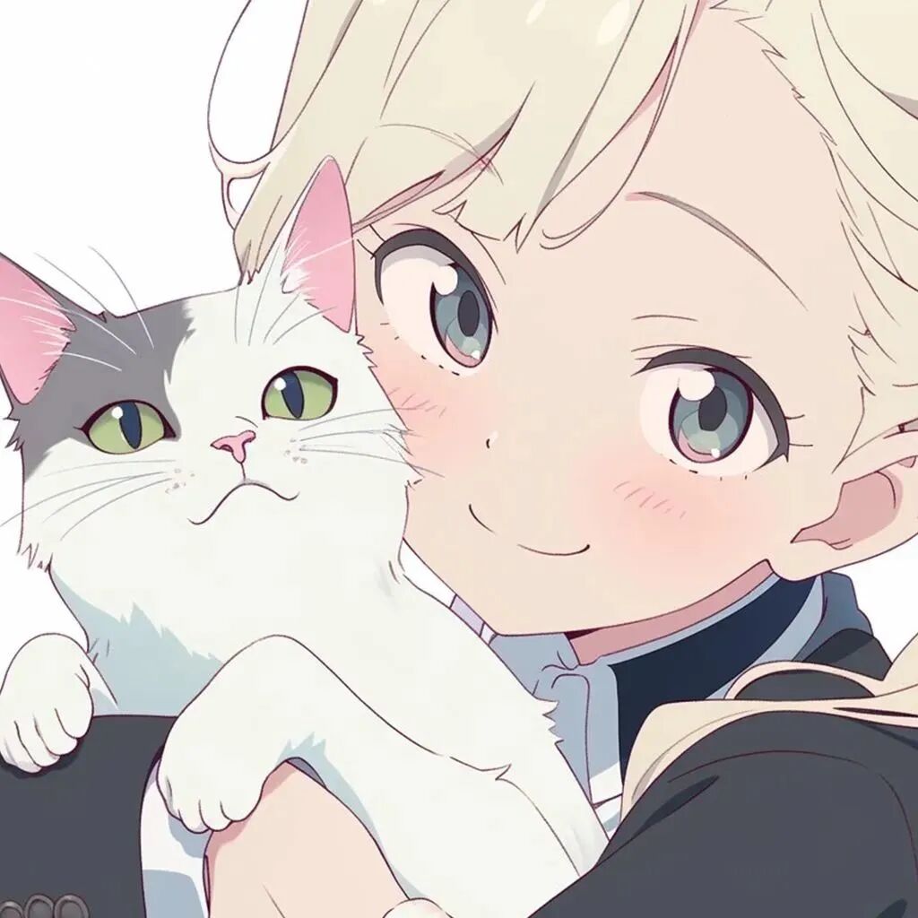 抱着猫咪动漫头像女
