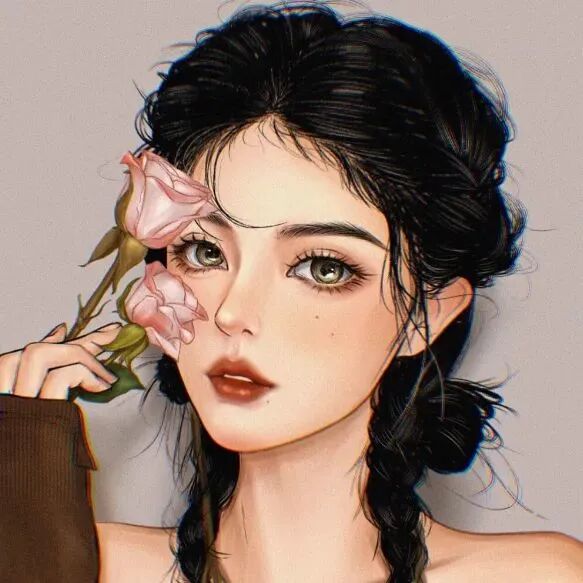 ins鲜花手绘动漫头像女