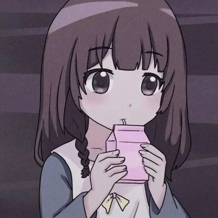 喝着饮料动漫头像女