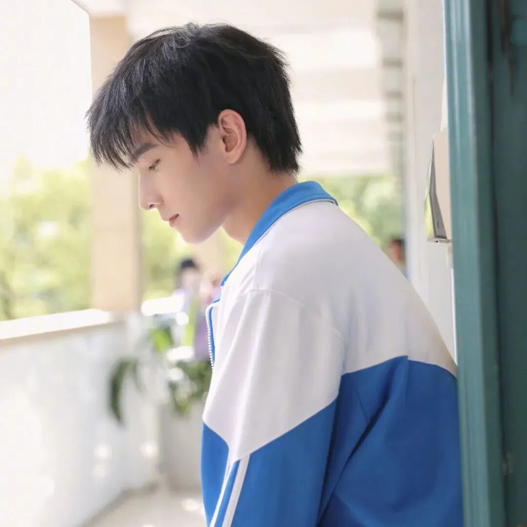 学院风侧脸男生头像