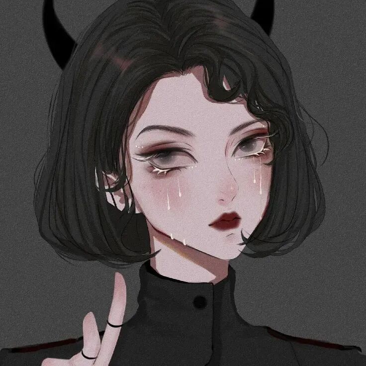 暗黑手绘动漫头像女