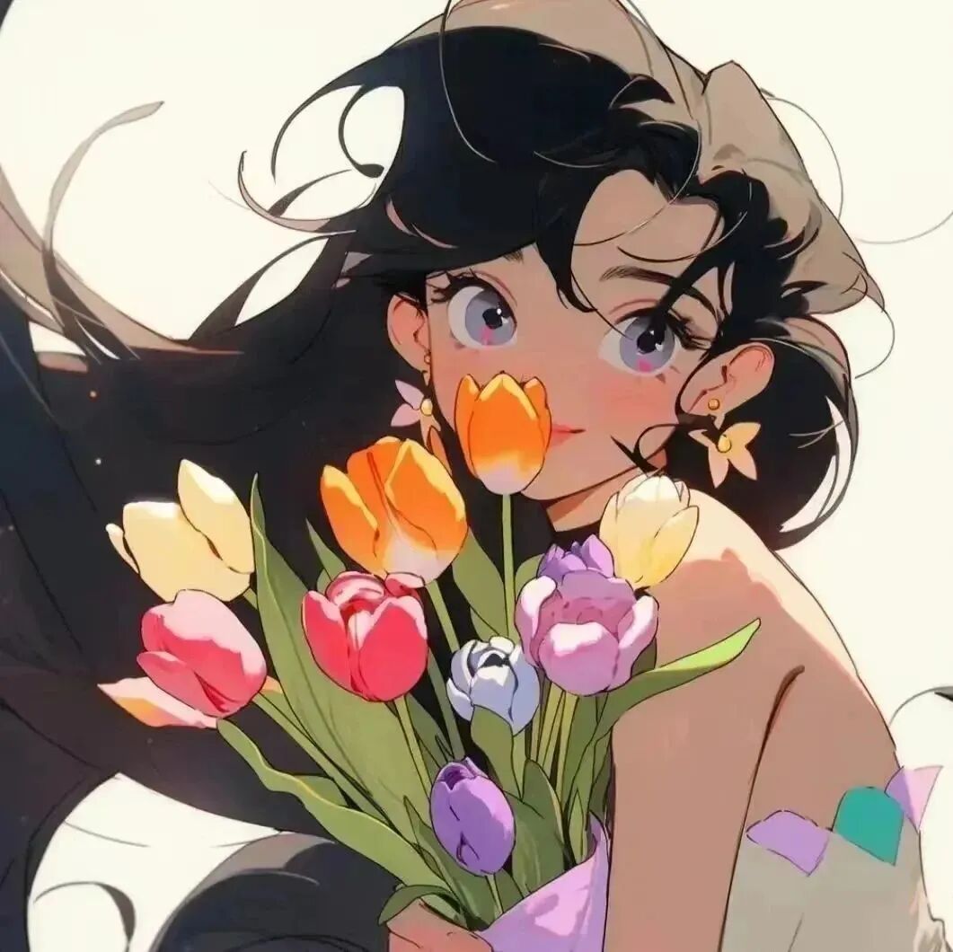 鲜花动漫情侣头像