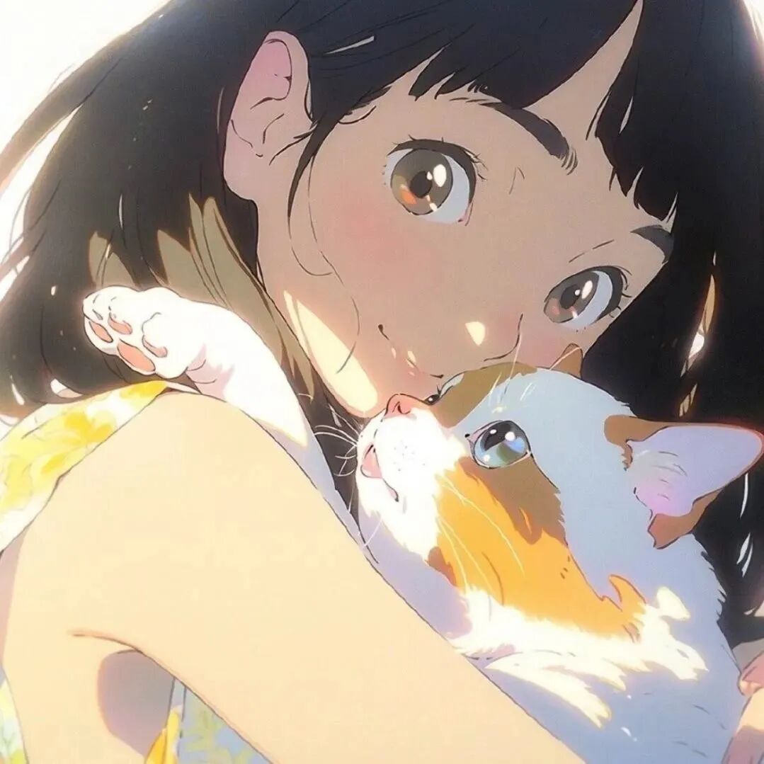 抱着猫咪唯美四人闺蜜头像动漫闺蜜头像