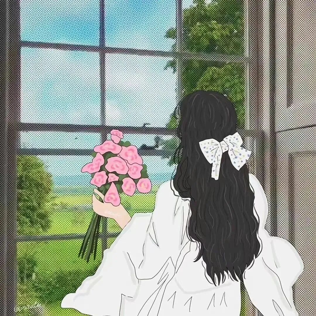 小清新鲜花手绘动漫头像女