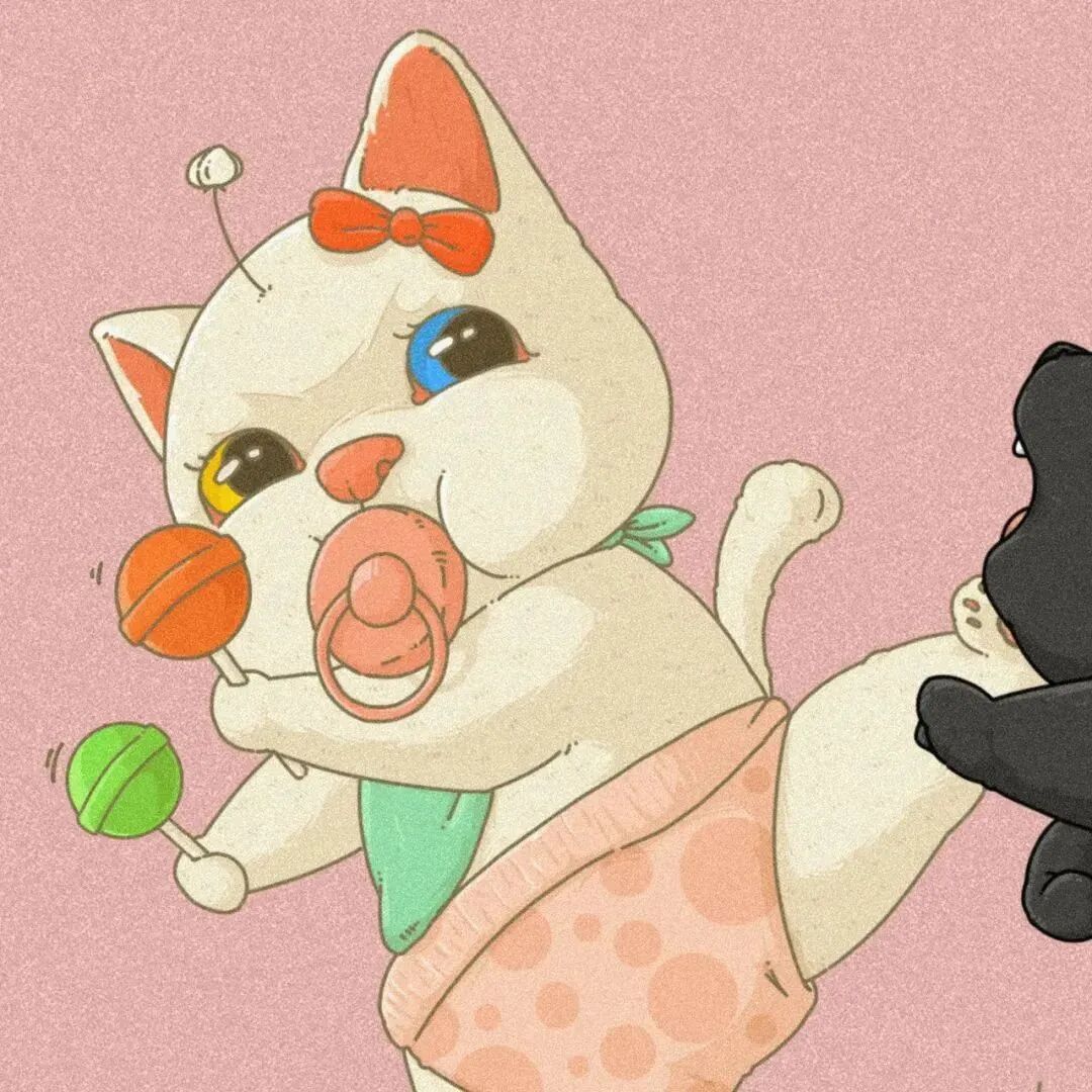 猫咪踢它怕老婆卡通情侣头像