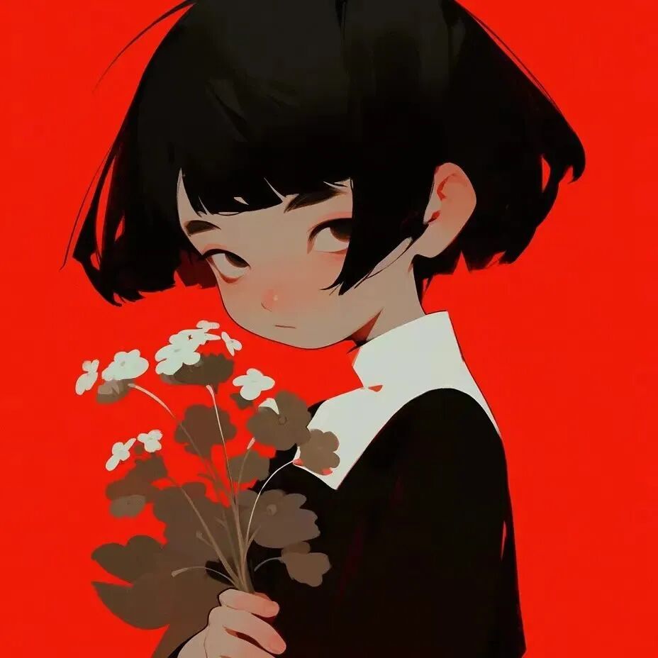 鲜花简约四人闺蜜头像动漫闺蜜头像