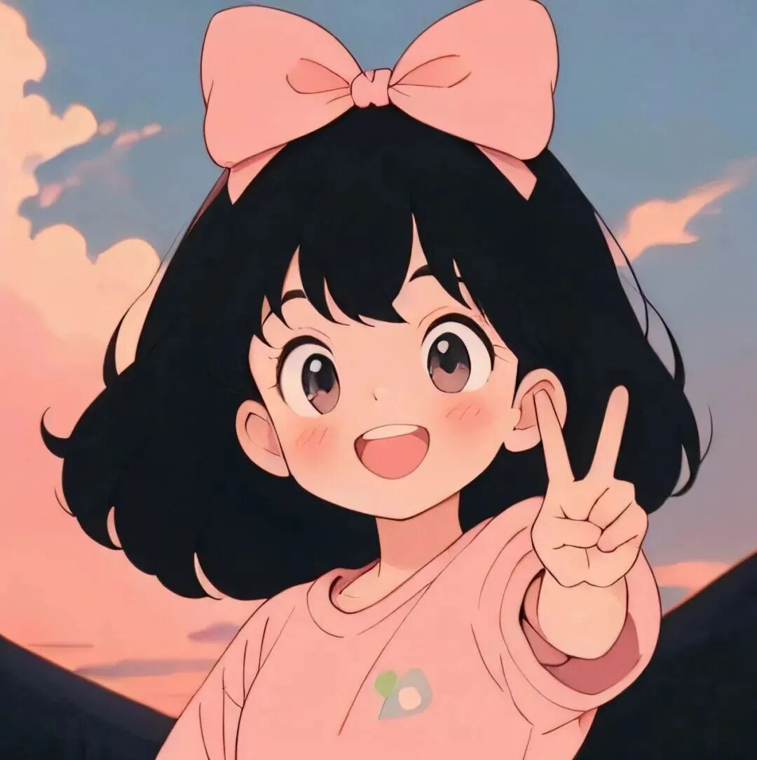 蝴蝶结剪刀手动漫头像女