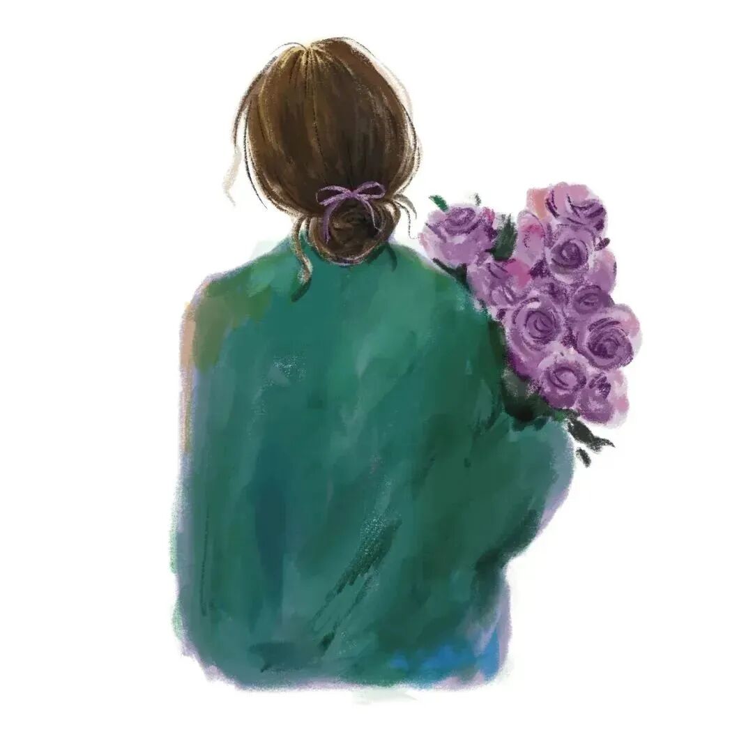 手绘鲜花动漫情侣头像