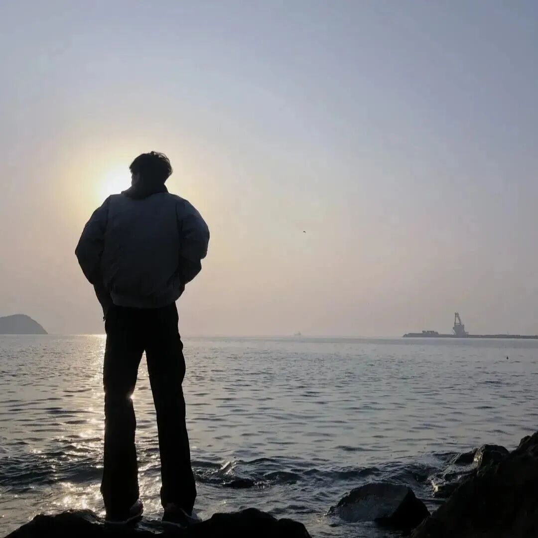 氛围感海边背影不露脸男生头像