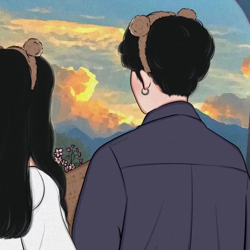 手绘动漫情侣头像
