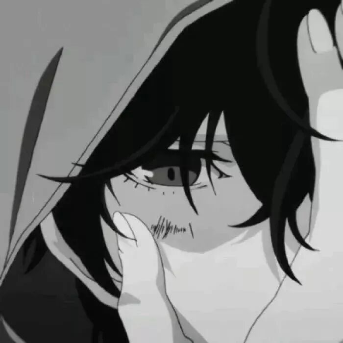 伤感黑白动漫头像男