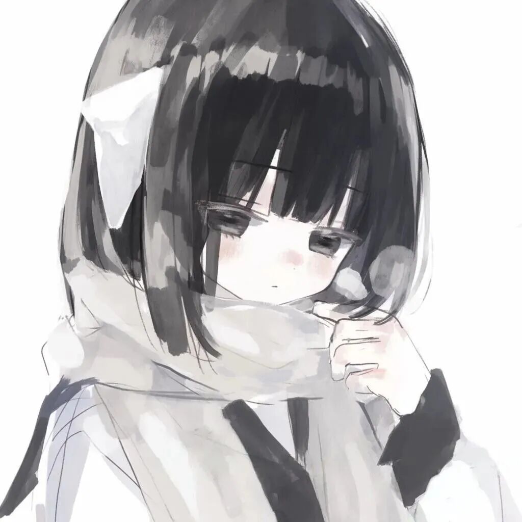 黑白动漫头像女