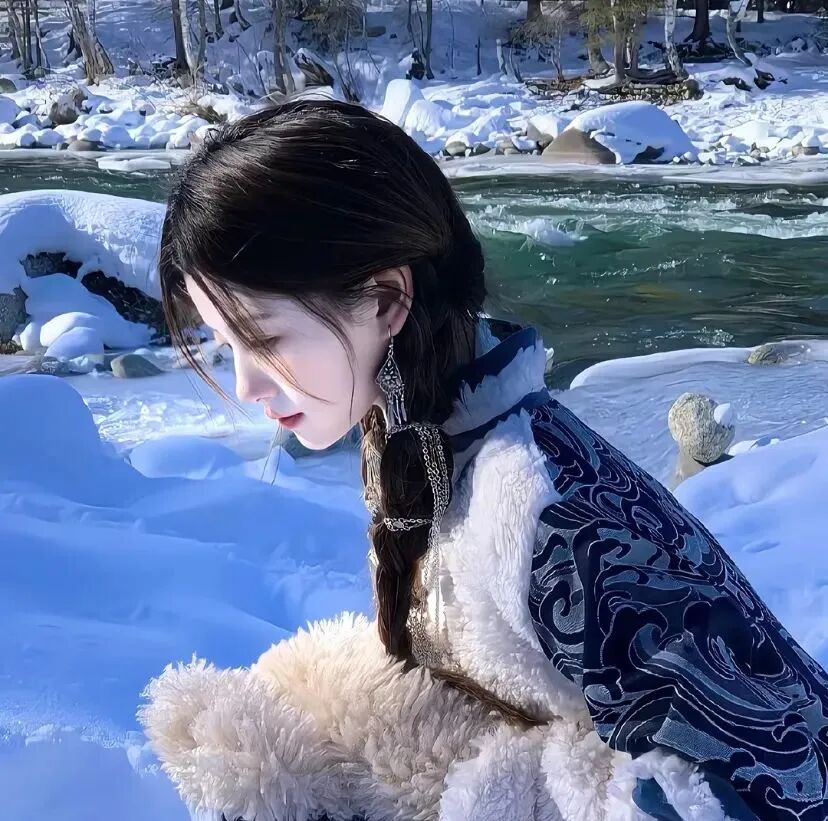 冬天温柔侧脸女生头像
