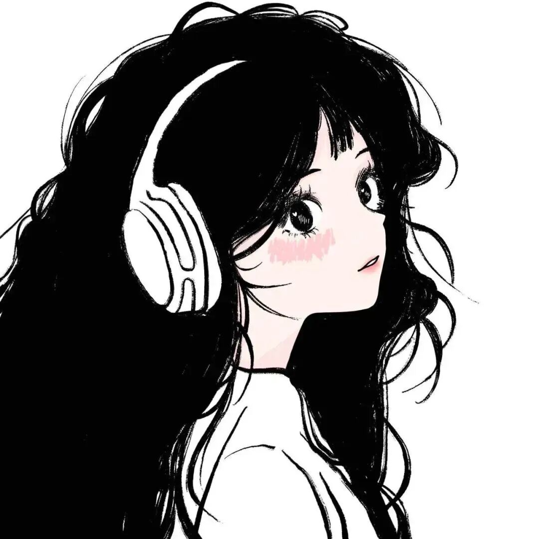戴耳机手绘动漫头像女