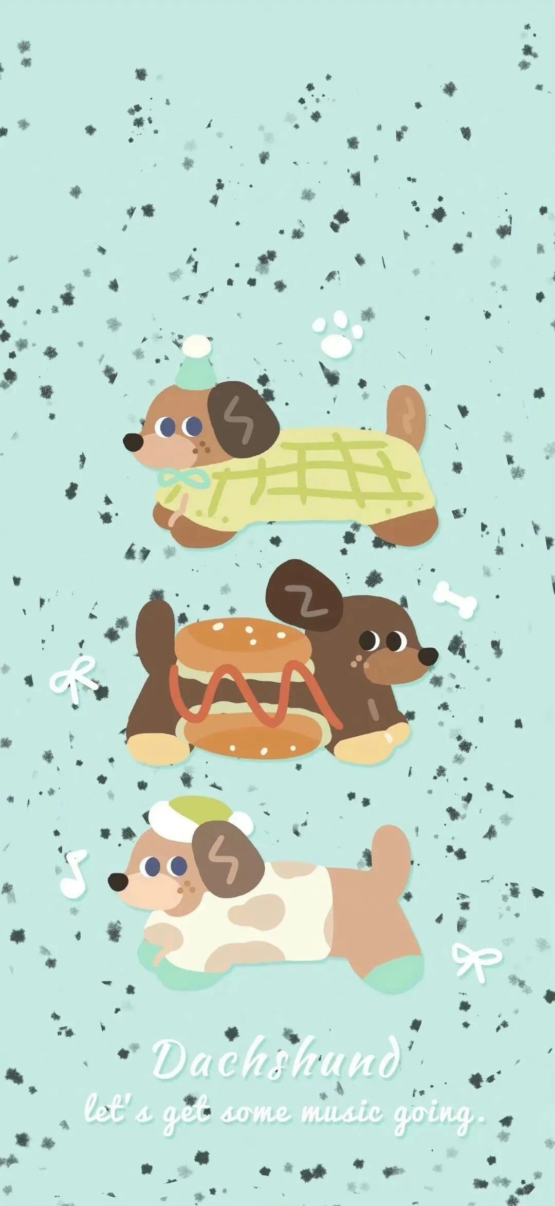 可爱薄荷绿狗狗插画壁纸