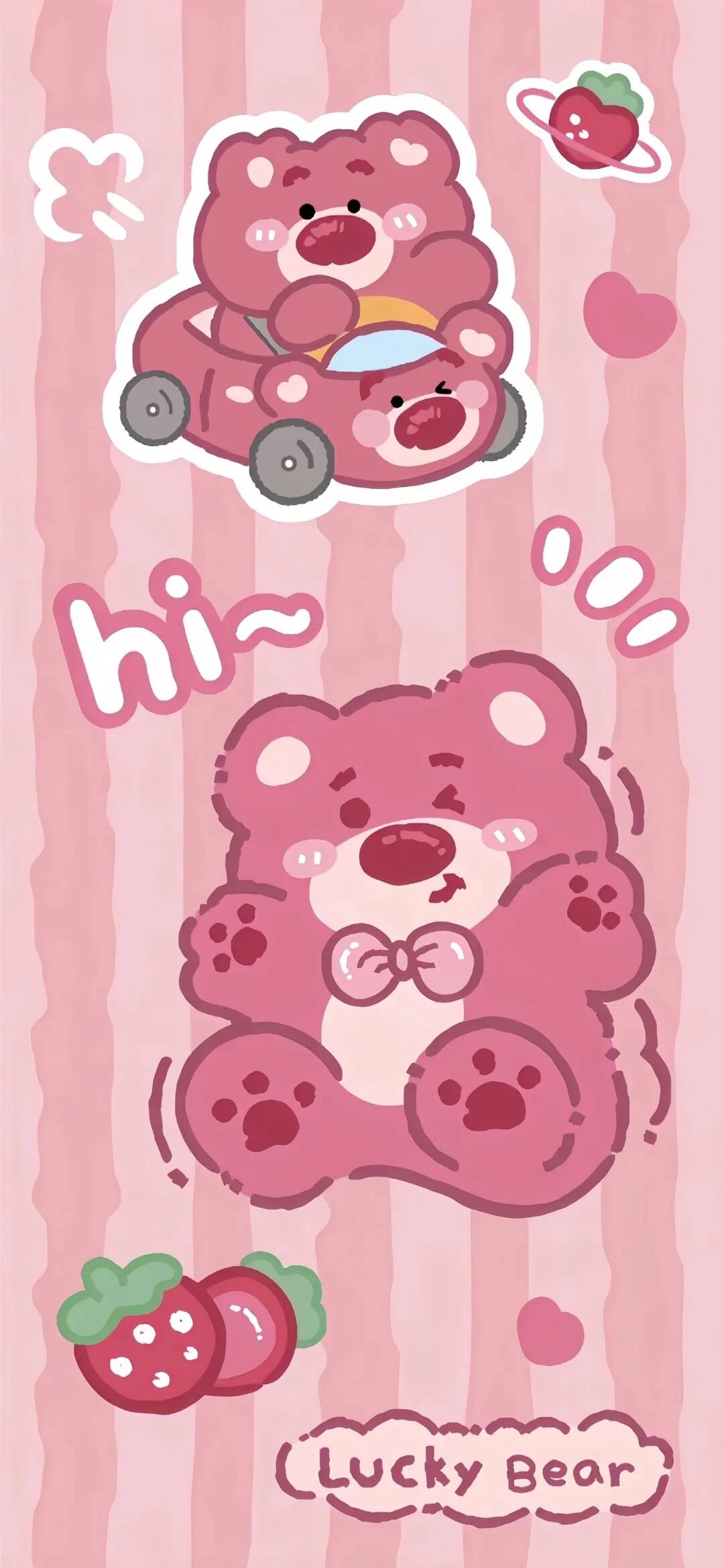 可爱草莓熊插画壁纸
