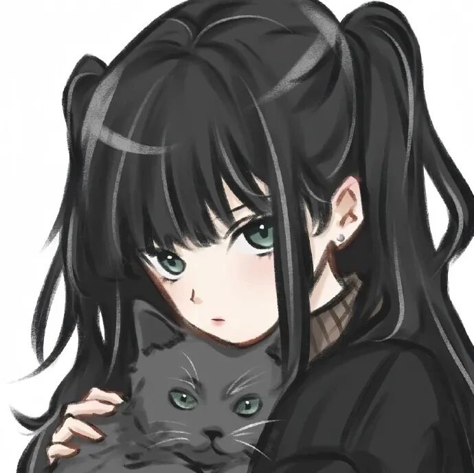 quanheishuanglaopo抱着猫咪动漫情侣头像