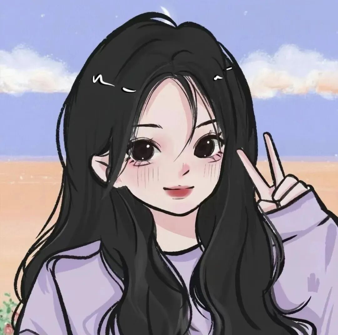 剪刀手甜妹手绘动漫头像女