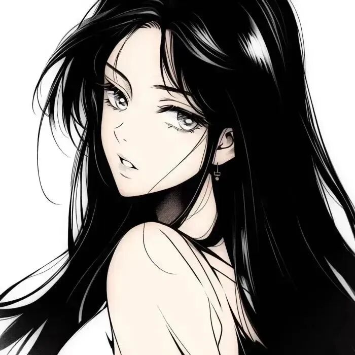 黑白高冷动漫头像女