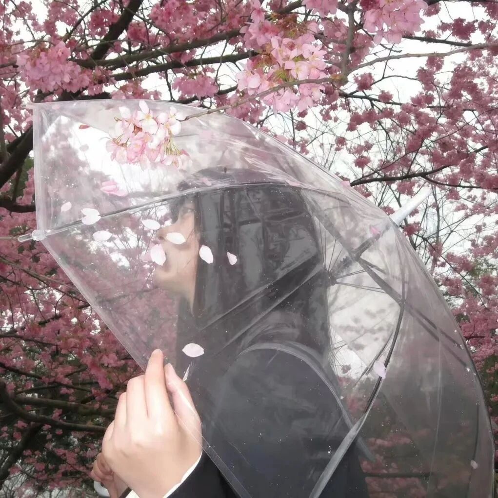 撑伞氛围感侧脸女生头像