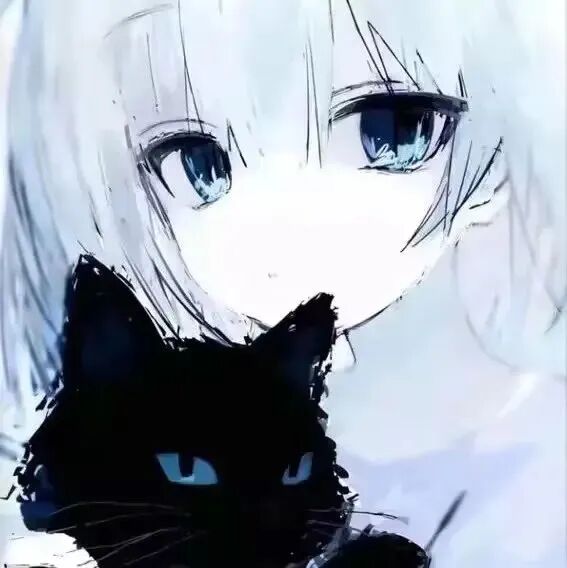 抱着猫咪个性动漫头像女