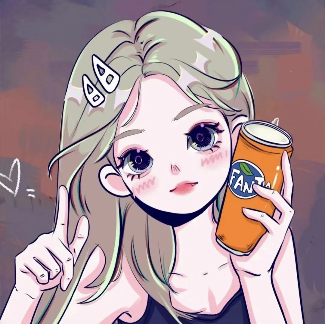 剪刀手甜妹手绘动漫头像女