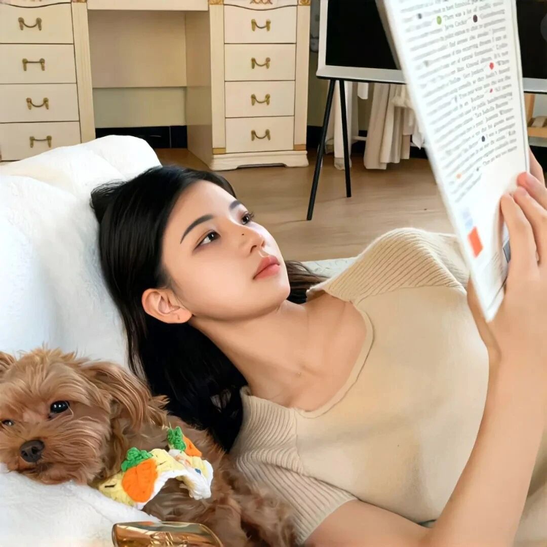 躺着看书温柔女生头像