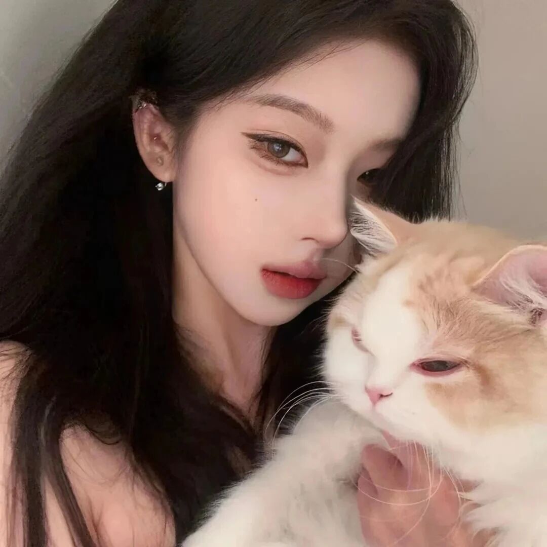 抱着猫咪御姐女生头像
