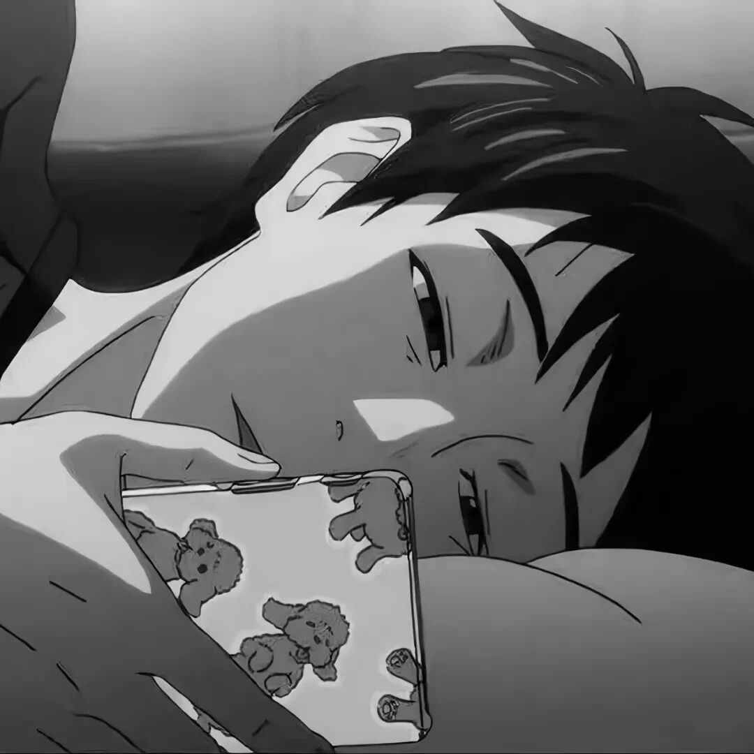 黑白伤感动漫头像男