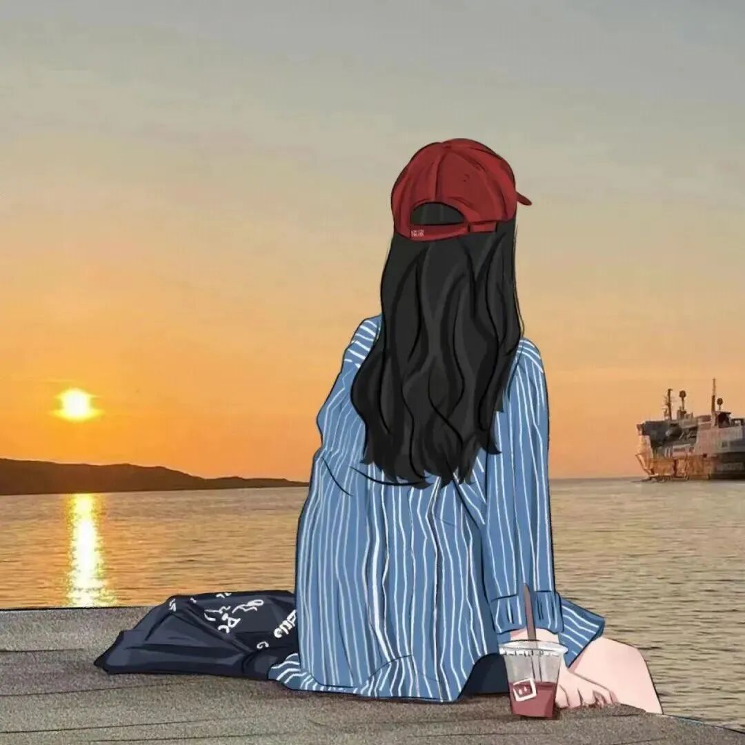 动漫头像  动漫女 动漫女头  动漫头像女 日落 日落头像