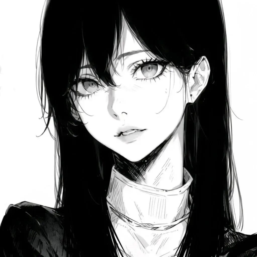黑白动漫头像女