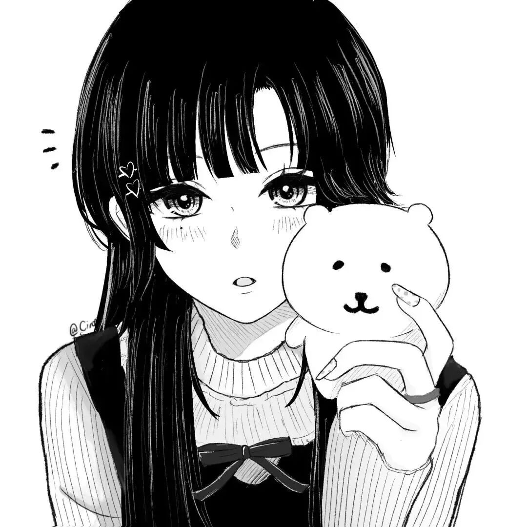 小八黑白动漫头像女
