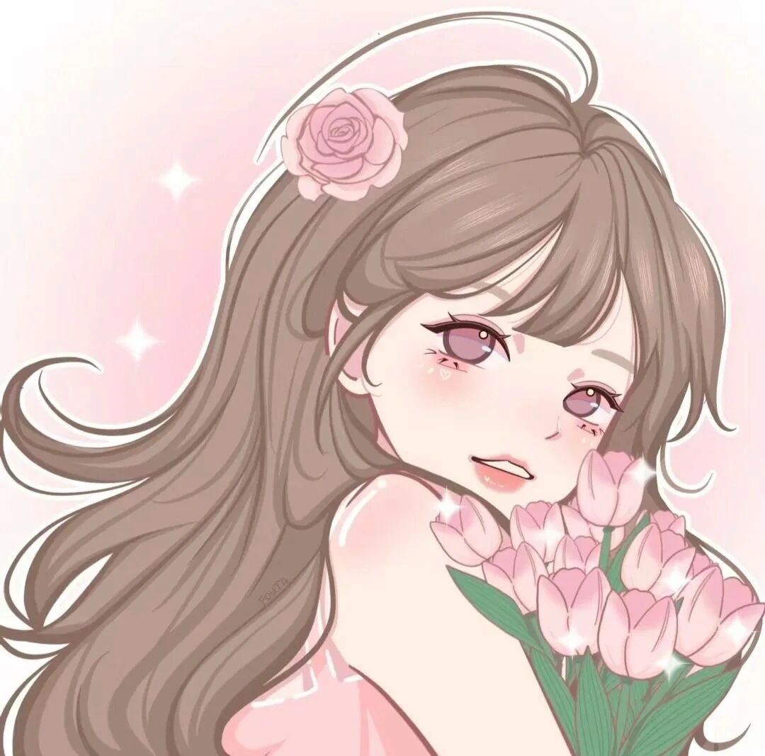 甜妹鲜花手绘动漫头像女