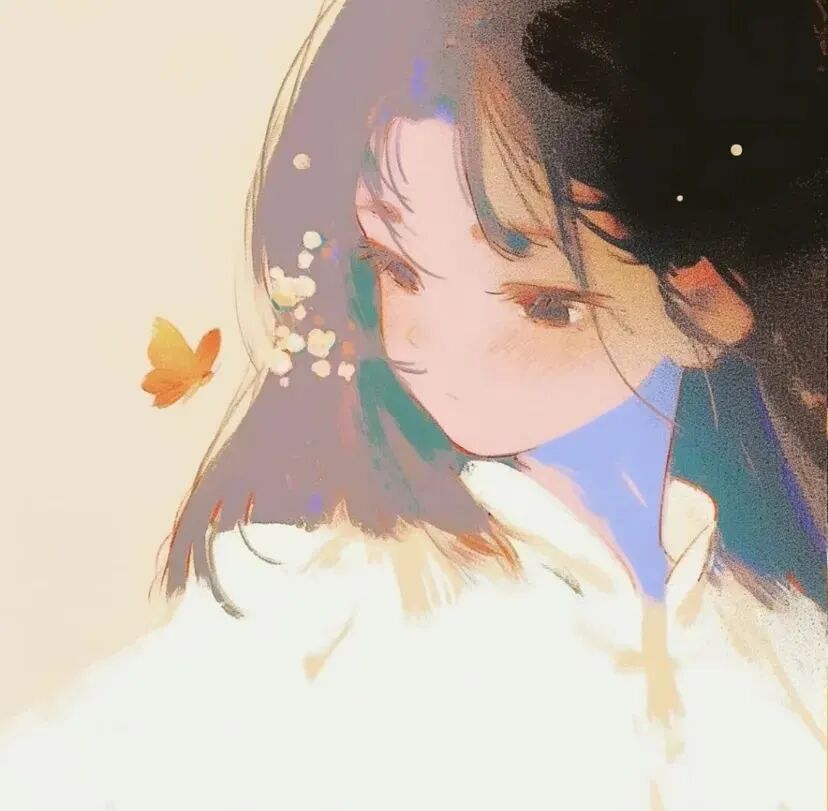 hudiecahquyhnadaihe蝴蝶插画二人闺蜜头像动漫闺蜜头像