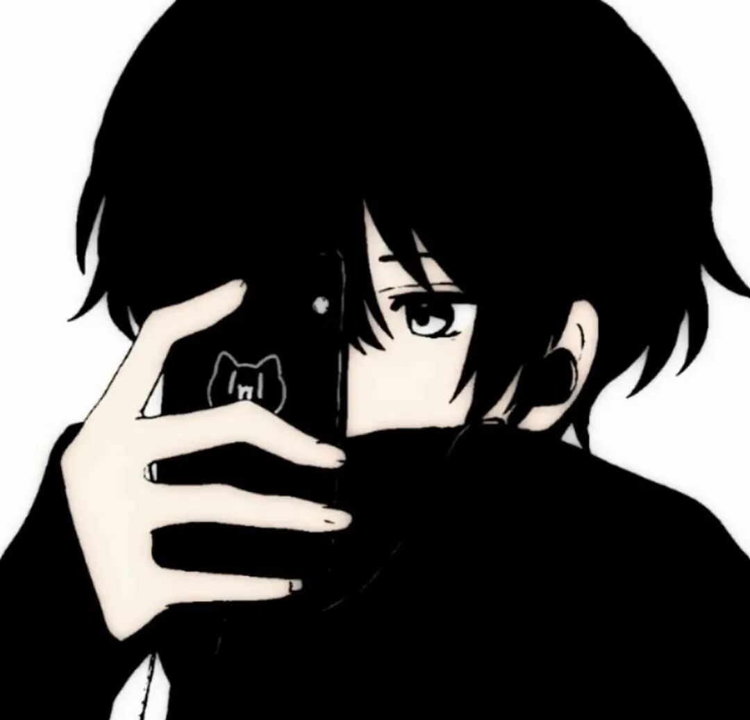 自拍手机少年感黑白动漫头像男