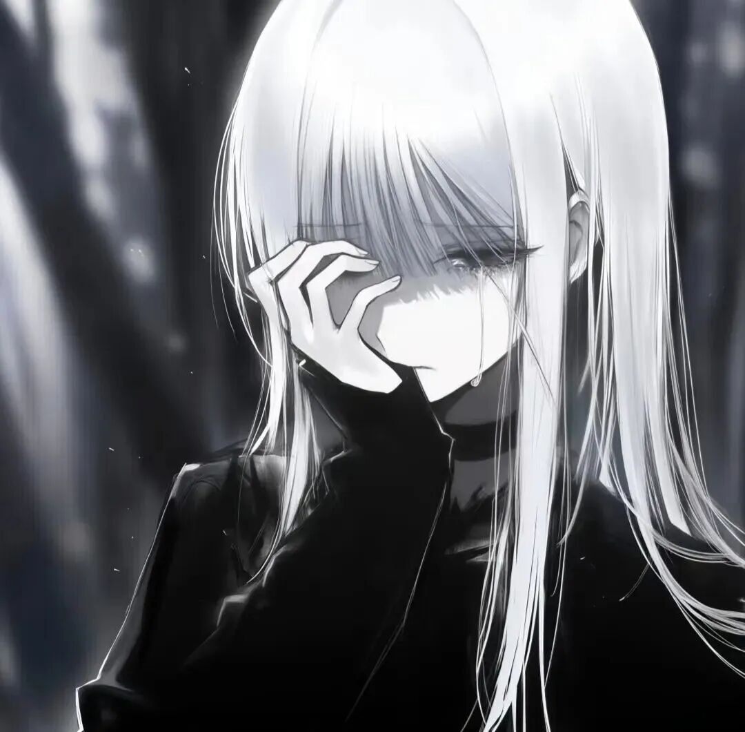 伤感黑白动漫头像女