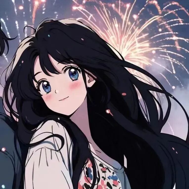xinnianyanhualovehua新年烟花动漫情侣头像