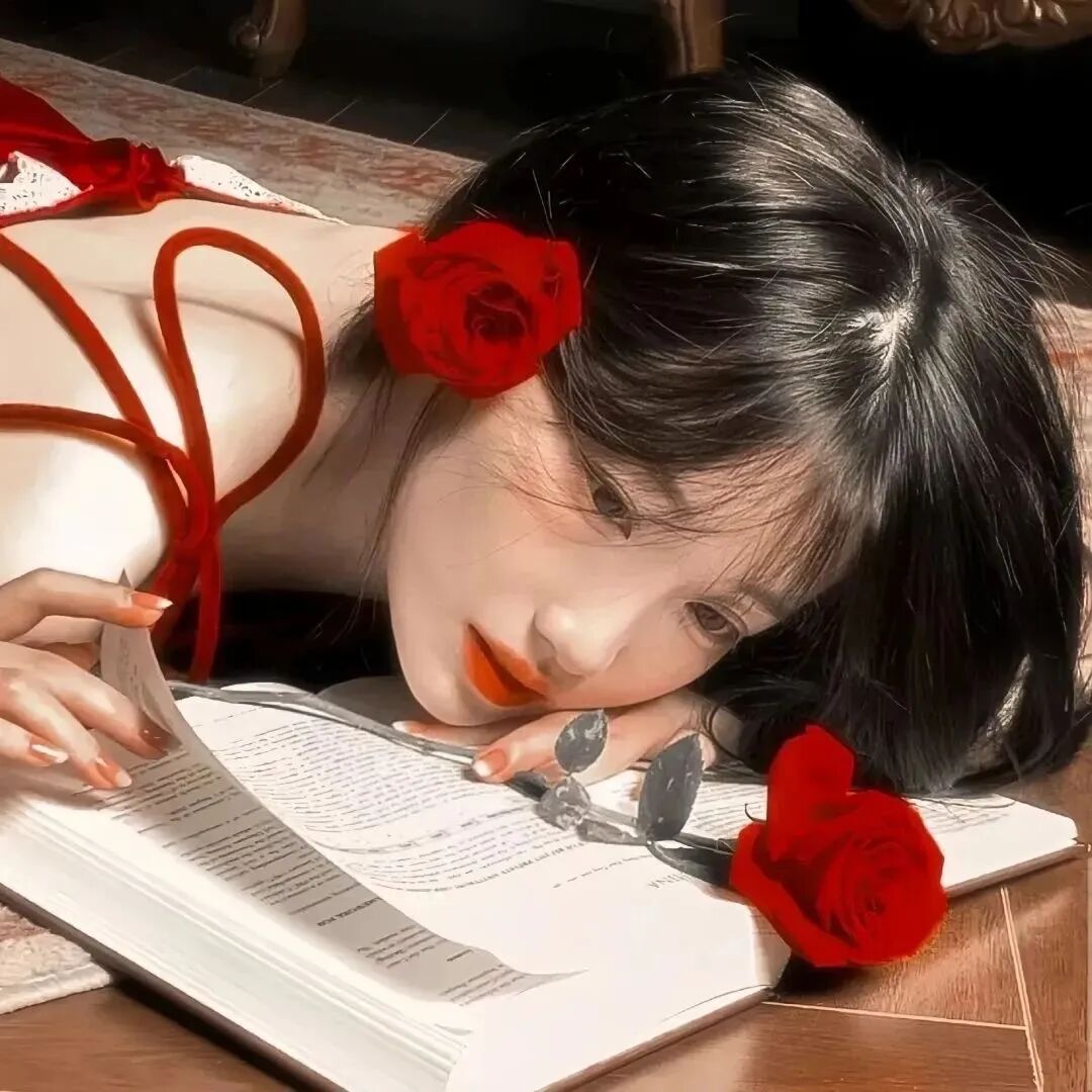 红色系纯欲女生头像