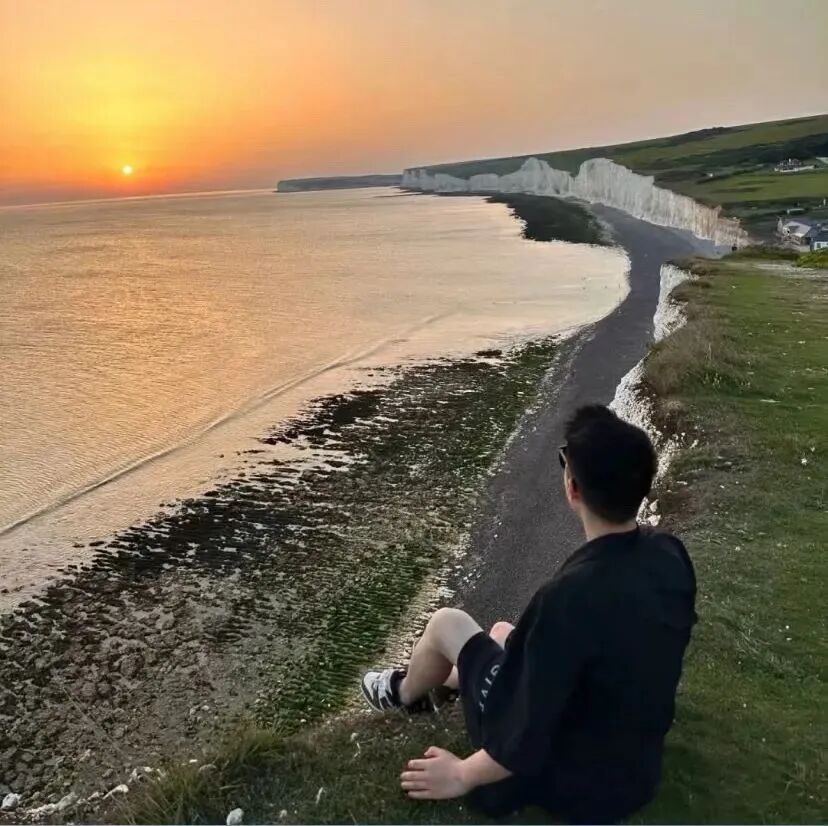 自由感日落海边不露脸男生头像